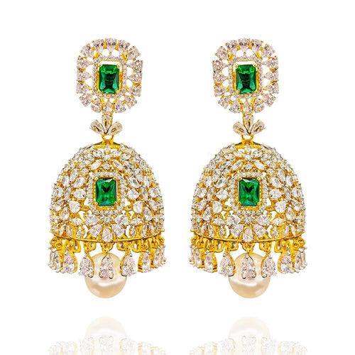 Dancing Diamonds - CZ Diamond Jhumkas (14 Days Delivery)