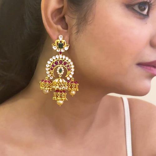 Dancing Polkis -  CZ Polki Jhumkas (14 Days Delivery)