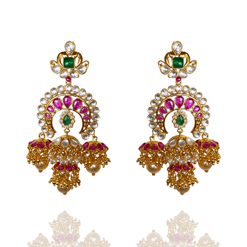 Dancing Polkis -  CZ Polki Jhumkas (14 Days Delivery)