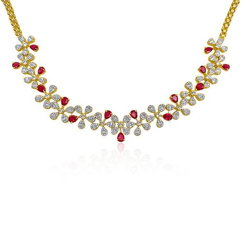 Dazzling Blossoms: Floral CZ Diamond Necklace