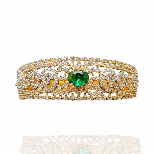 Diamond Elegance -  A Emerald-Kissed Kada