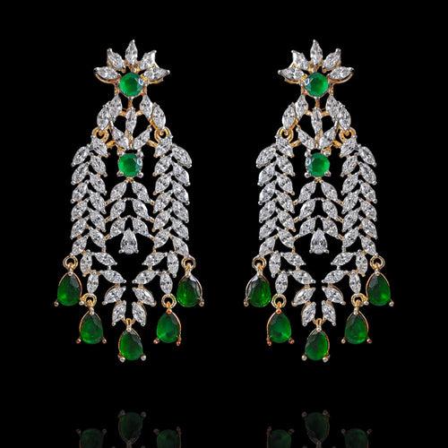 Diamond & Emerald Cascading Necklace Set - An Enchanted Forest Elegance