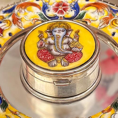 Divine Delights- The Enchanted Ganesh Enameled Tikka Box