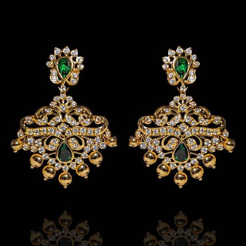 Emerald Elegance - Timeless Gold Polish Earrings Design