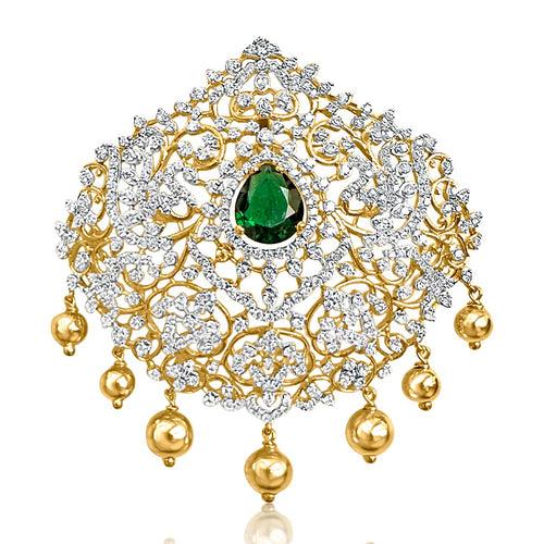 Emerald Pendant - An elegant design with veins of CZ diamonds