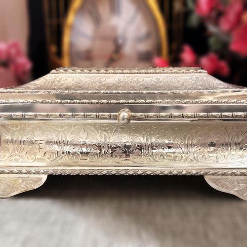 Enchanting Nakshi Meena Mewa Box - A Silver Masterpiece