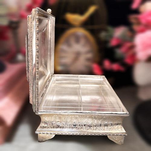 Enchanting Nakshi Meena Mewa Box - A Silver Masterpiece