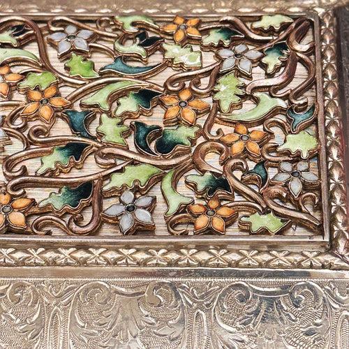 Enchanting Nakshi Meena Mewa Box - A Silver Masterpiece