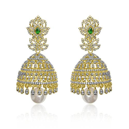 Enchanting South Indian Splendor - The Diamond Look Jhumka Bridal Earrings