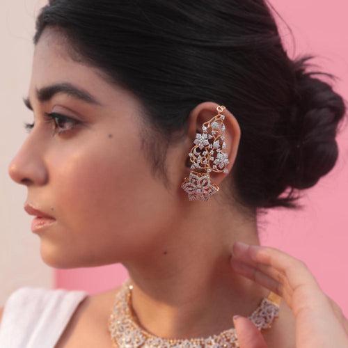 Floral Ear Chains for Timeless Beauty - Adorn Your Ears with CZ Diamonds