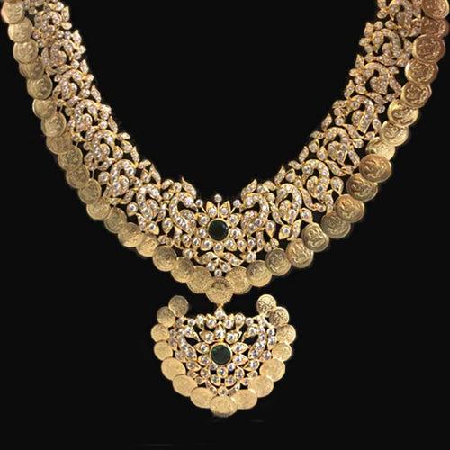 Traditional Timepiece Kasu Necklace Set - Gold Coin Necklace & Earrings