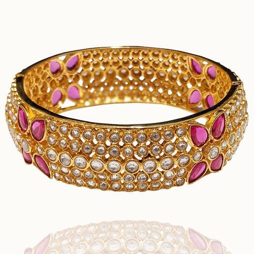 Polki Bangle Design with a Pink Spring Splendor