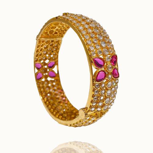 Polki Bangle Design with a Pink Spring Splendor