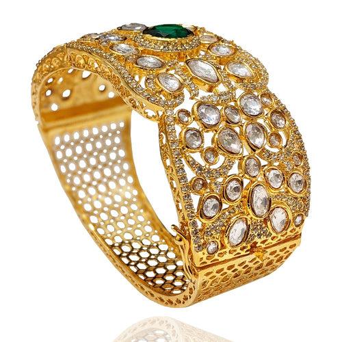 Polki Kada Bracelet with Emerald Radiance