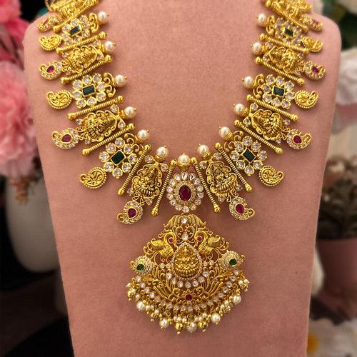 Sacred Divinity Adorned of South Indian Temple Necklace