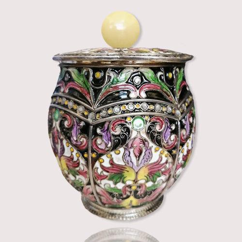 Shimmering Enamel Silver Jar