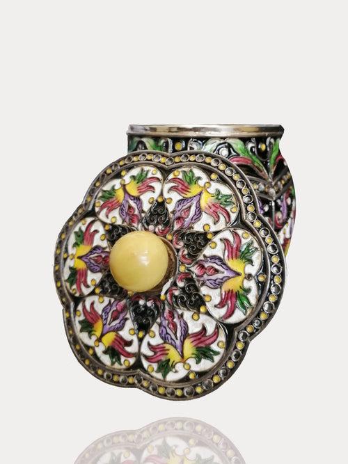 Shimmering Enamel Silver Jar