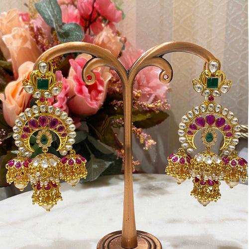 Dancing Polkis -  CZ Polki Jhumkas (14 Days Delivery)