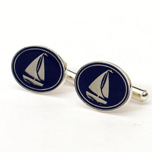 Sailboat Pocket Square & Cufflinks Set