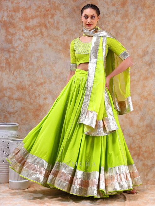 DIL KASH BRIGHT GREEN LEHENGA SET