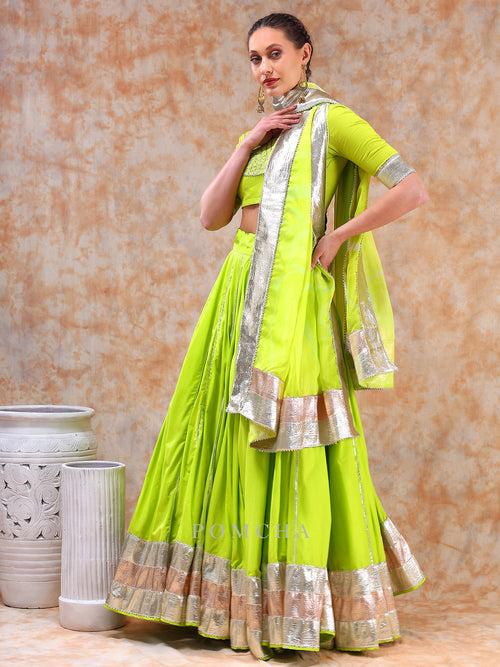 DIL KASH BRIGHT GREEN LEHENGA SET