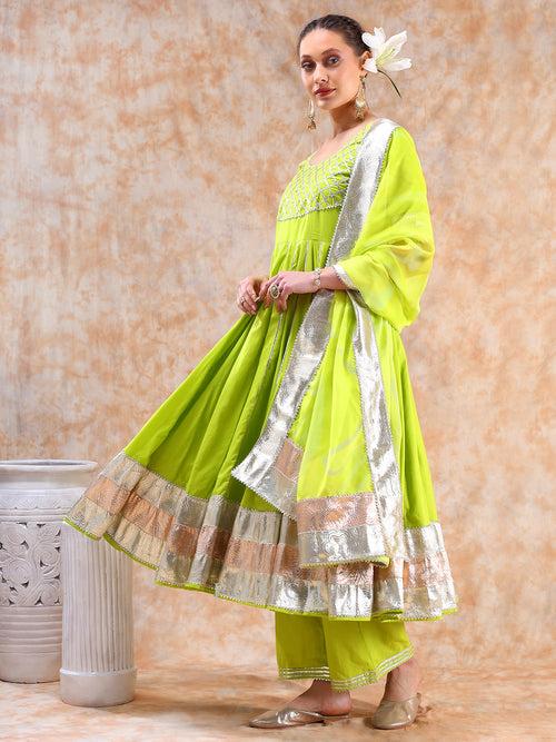 DIL KASH BRIGHT GREEN ANARKALI