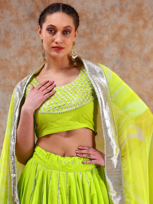 DIL KASH BRIGHT GREEN LEHENGA SET