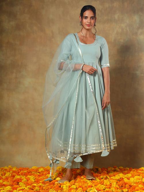 GUZARISH PASTEL COTTON ANARKALI SET