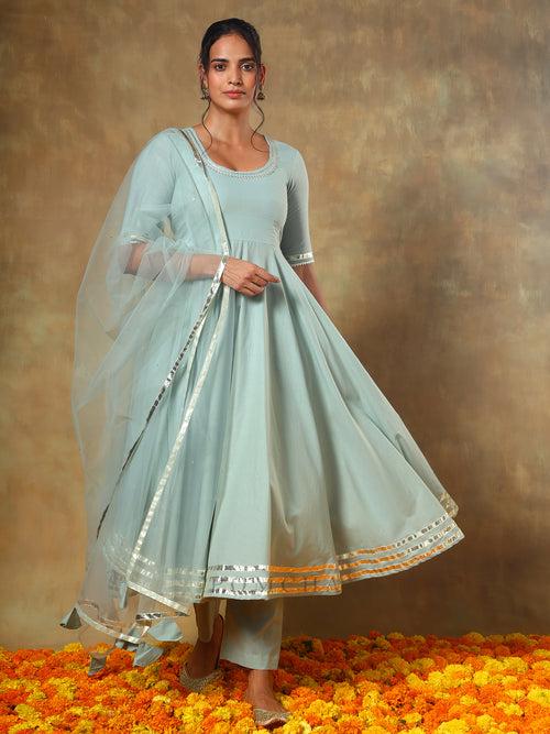 GUZARISH PASTEL COTTON ANARKALI SET