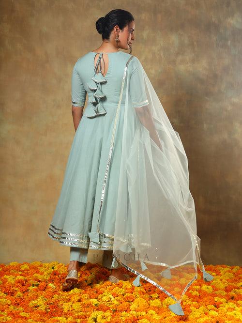 GUZARISH PASTEL COTTON ANARKALI SET