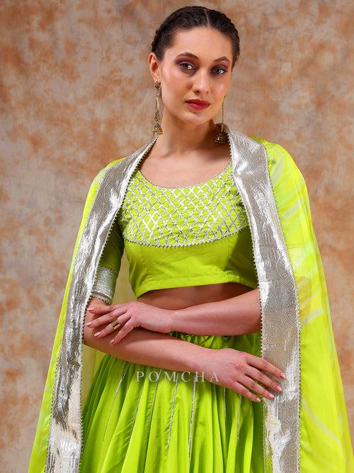 DIL KASH BRIGHT GREEN LEHENGA SET