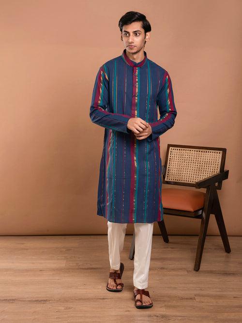 AAHELI OJAS YARN DYED COTTON KURTA-PANT SET