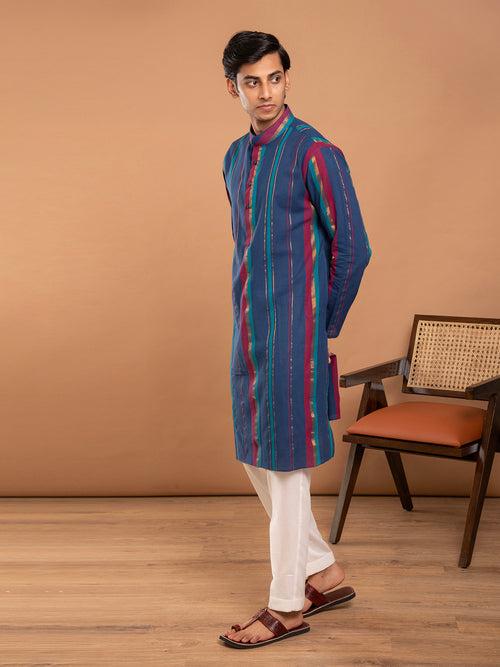 AAHELI OJAS YARN DYED COTTON KURTA-PANT SET