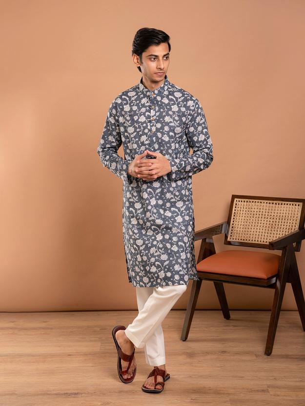 AAHELI CHETAN HAND BLOCK PRINTED KURTA-PANT SET