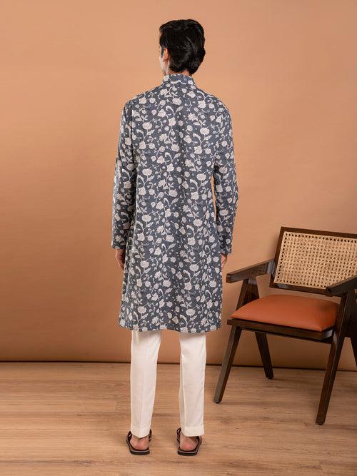 AAHELI CHETAN HAND BLOCK PRINTED KURTA-PANT SET