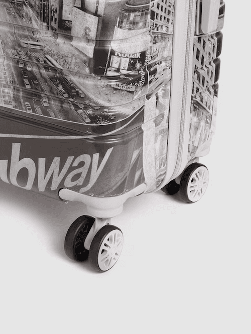 Subway Print 360 Degree Rotation Hard-Sided Cabin-Sized Trolley Bag