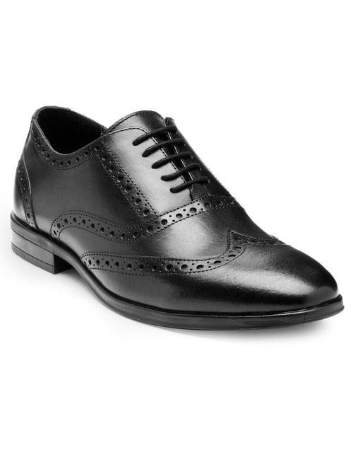 Teakwood Leather Men's Black Oxford/Brogue Shoes