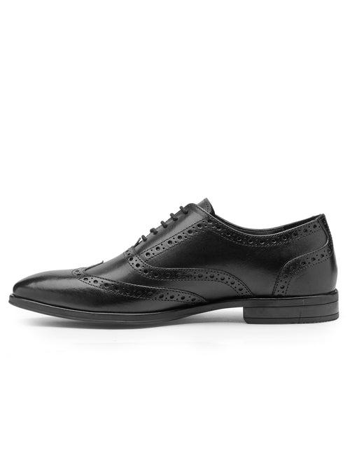 Teakwood Leather Men's Black Oxford/Brogue Shoes