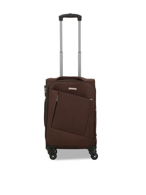 Unisex Brown Textured Soft Sided Set of 3 Trolley Bag