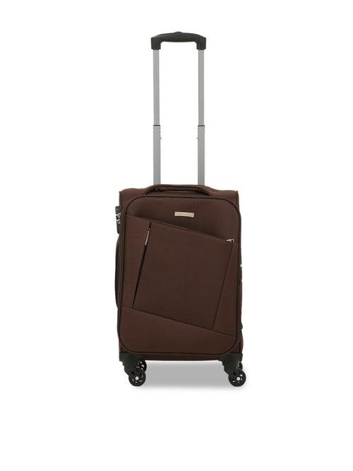 Unisex Brown Textured Soft Sided Set of 3 Trolley Bag