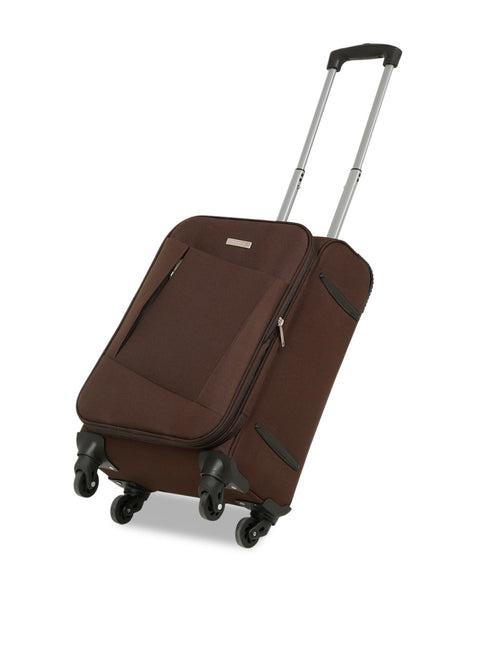 Unisex Brown Textured Soft Sided Set of 3 Trolley Bag