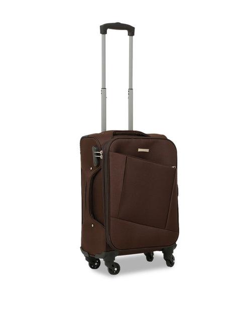 Unisex Brown Textured Soft Sided Set of 3 Trolley Bag