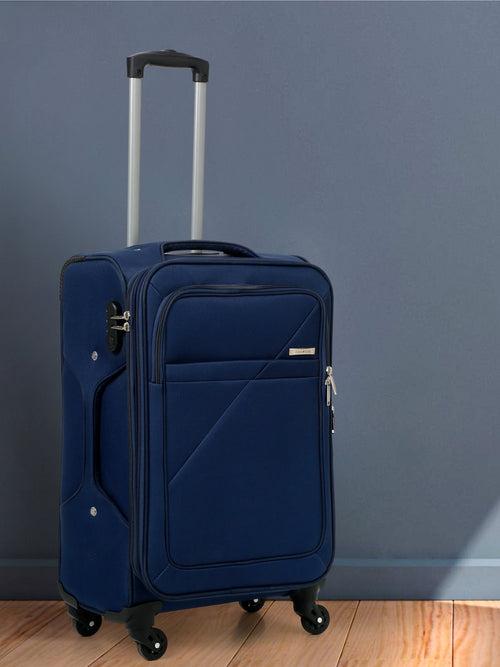 Teakwood Leather Blue  Solid Soft Sided Medium Trolley Bag