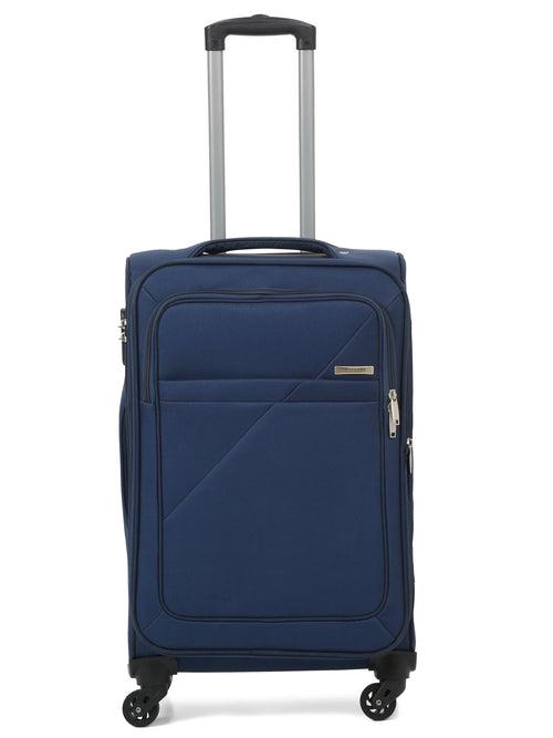 Teakwood Leather Blue  Solid Soft Sided Medium Trolley Bag