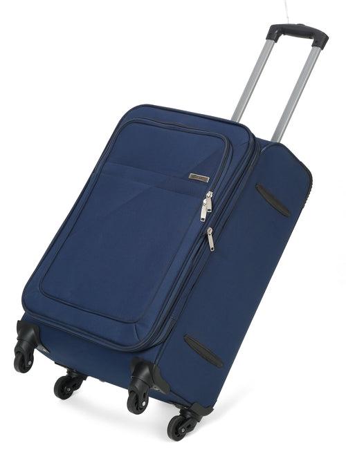 Teakwood Leather Blue  Solid Soft Sided Medium Trolley Bag