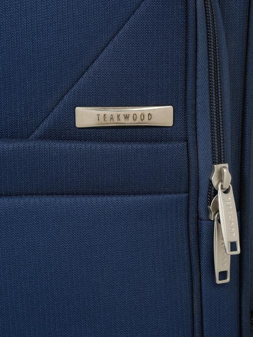 Teakwood Leather Blue  Solid Soft Sided Medium Trolley Bag