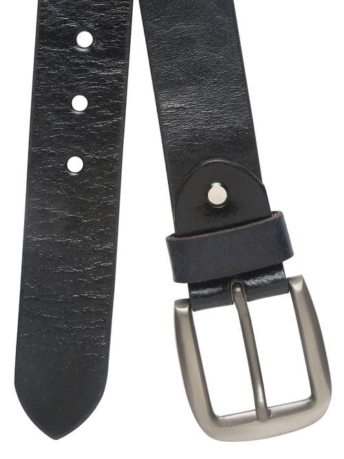 Mens Navy Textured Leather Casual belt