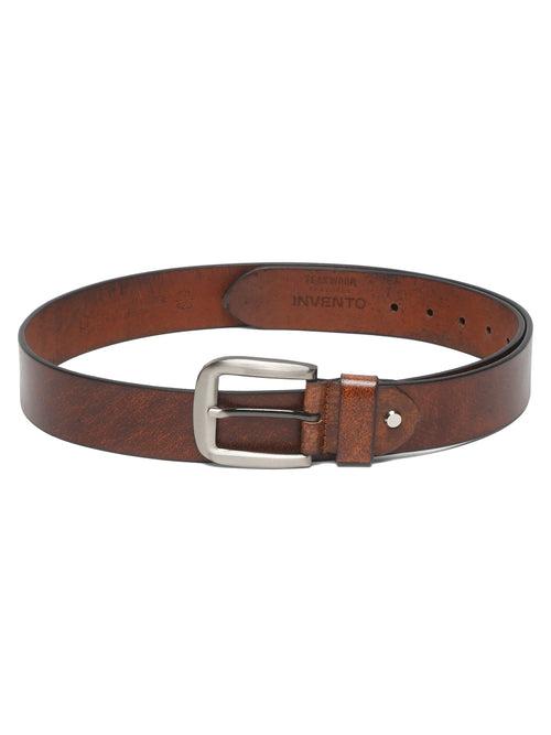Mens Tan Textured Leather Casual belt