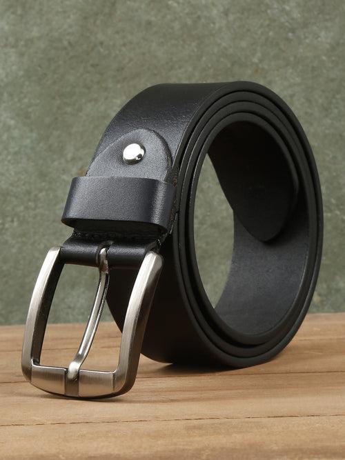 Mens Classic Black Leather Casual Belt