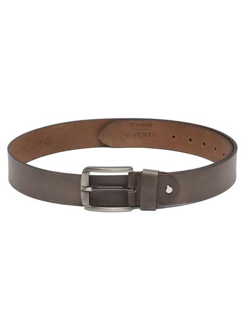 Mens Brown Textured Leather Casual belt